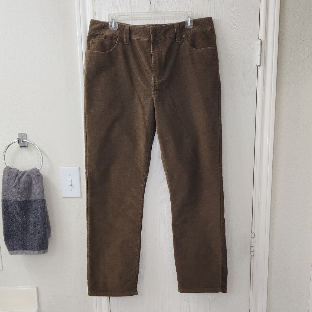 Men's Toad & Co Jet Cord Lean Green/Brown Corduroy Pant Size 36 EUC/GUC